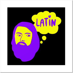 Latin Teacher Artsy Drawing - Lingua Latina Posters and Art